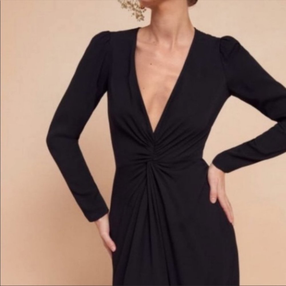 Reformation Gatsby Dress Knotted Maxi Black LBD NWT